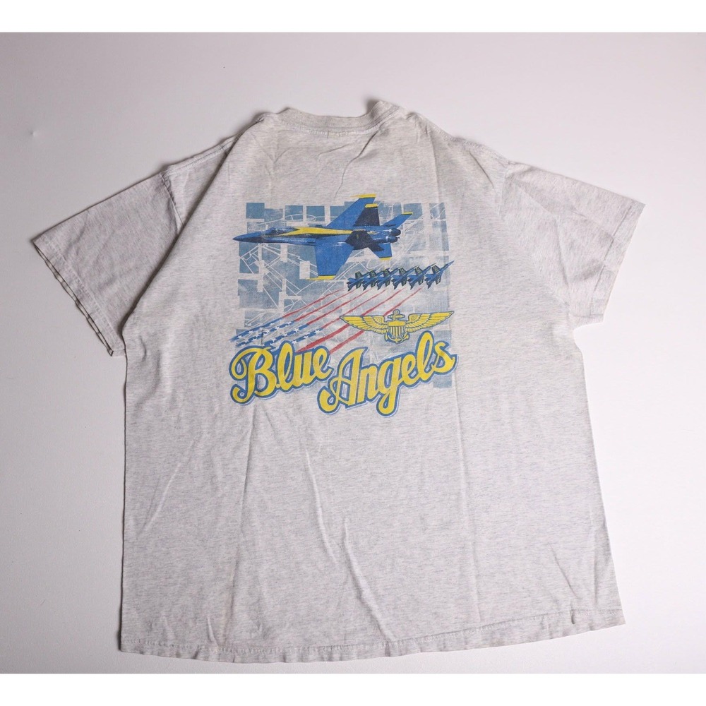 Vintage Port and Company Blue Angels US Navy T-Shirt Gray XL Double Sided - Picture 4 of 6